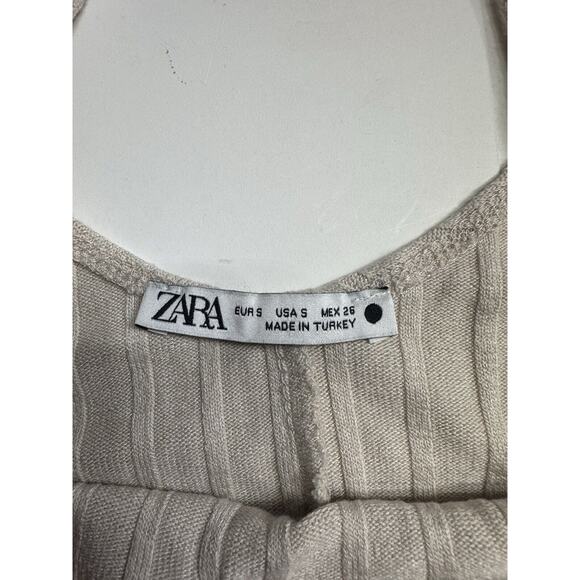 Zara Women's Maxi Dress Knit Bodycon Sleeveless Beige Tan Size S - Picture 3 of 6